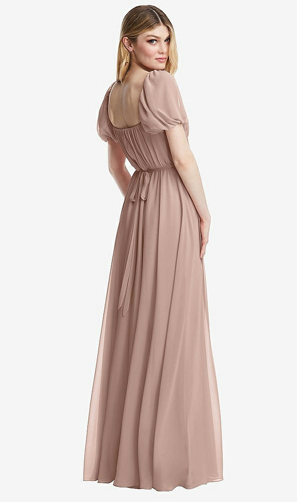 Back View - Neu Nude Regency Empire Waist Puff Sleeve Chiffon Maxi Dress