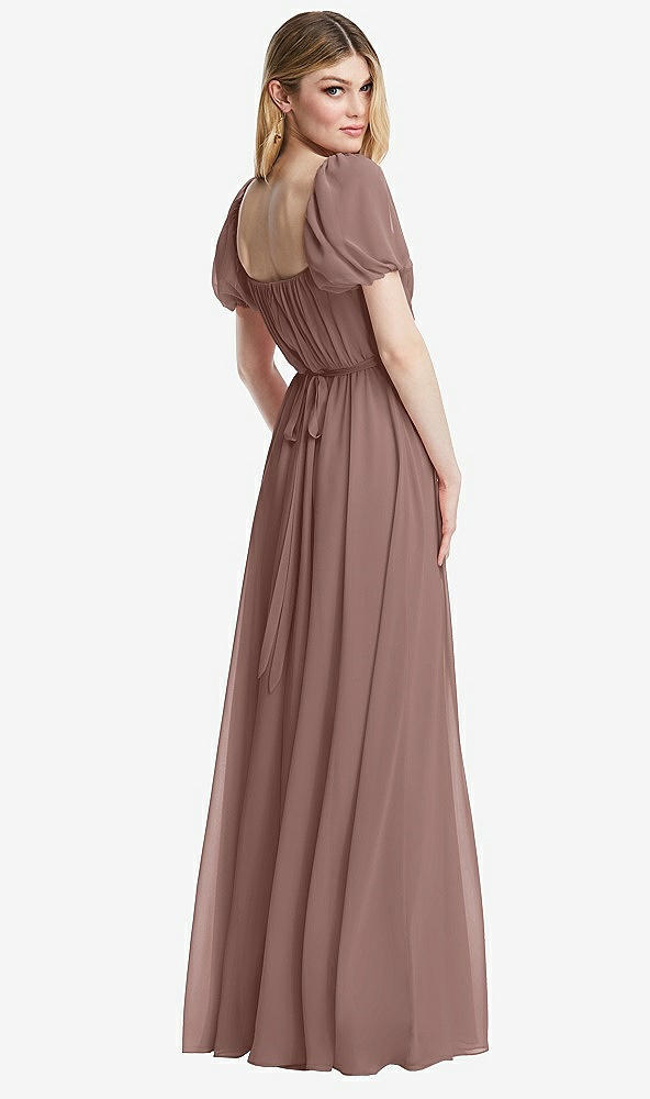 Back View - Sienna Regency Empire Waist Puff Sleeve Chiffon Maxi Dress