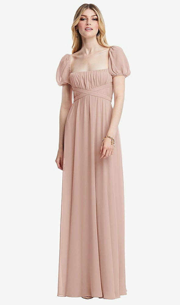 Front View - Toasted Sugar Regency Empire Waist Puff Sleeve Chiffon Maxi Dress