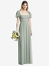 Alt View 1 Thumbnail - Willow Green Regency Empire Waist Puff Sleeve Chiffon Maxi Dress