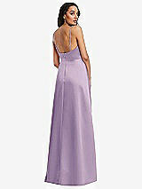 Rear View Thumbnail - Pale Purple Adjustable Strap Faux Wrap Maxi Dress with Covered Button Details