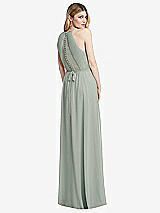 Rear View Thumbnail - Willow Green Illusion Back Halter Maxi Dress with Covered Button Detail