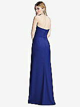 Alt View 3 Thumbnail - Cobalt Blue Strapless Pleated Faux Wrap Trumpet Gown with Front Slit