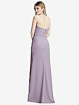 Alt View 3 Thumbnail - Lilac Haze Strapless Pleated Faux Wrap Trumpet Gown with Front Slit