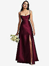 Alt View 1 Thumbnail - Cabernet Open Neckline Cutout Satin Twill A-Line Gown with Pockets