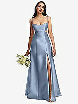 Alt View 1 Thumbnail - Cloudy Open Neckline Cutout Satin Twill A-Line Gown with Pockets
