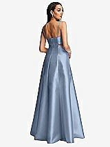 Rear View Thumbnail - Cloudy Open Neckline Cutout Satin Twill A-Line Gown with Pockets