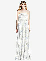 Front View Thumbnail - Bleu Garden Shirred Bodice Strapless Chiffon Maxi Dress with Optional Straps