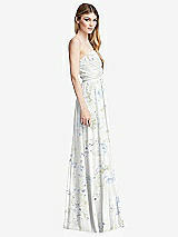 Side View Thumbnail - Bleu Garden Shirred Bodice Strapless Chiffon Maxi Dress with Optional Straps