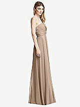 Side View Thumbnail - Topaz Shirred Bodice Strapless Chiffon Maxi Dress with Optional Straps