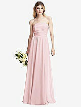 Alt View 1 Thumbnail - Ballet Pink Shirred Bodice Strapless Chiffon Maxi Dress with Optional Straps