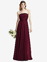 Alt View 1 Thumbnail - Cabernet Shirred Bodice Strapless Chiffon Maxi Dress with Optional Straps