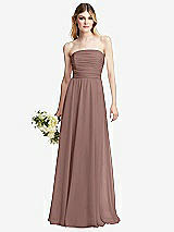 Alt View 1 Thumbnail - Sienna Shirred Bodice Strapless Chiffon Maxi Dress with Optional Straps