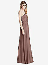 Side View Thumbnail - Sienna Shirred Bodice Strapless Chiffon Maxi Dress with Optional Straps