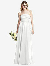 Alt View 1 Thumbnail - White Shirred Bodice Strapless Chiffon Maxi Dress with Optional Straps