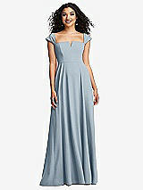 Alt View 1 Thumbnail - Mist Off-the-Shoulder Pleated Cap Sleeve A-line Maxi Dress