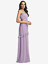 Side View Thumbnail - Pale Purple Ruffle-Trimmed Cutout Tie-Back Maxi Dress with Tiered Skirt