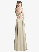 Rear View Thumbnail - Champagne Halter Cross-Strap Gathered Tie-Back Cutout Maxi Dress