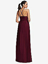 Rear View Thumbnail - Cabernet Plunging V-Neck Criss Cross Strap Back Maxi Dress