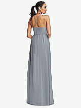 Rear View Thumbnail - Platinum Plunging V-Neck Criss Cross Strap Back Maxi Dress