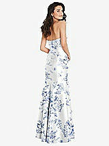 Rear View Thumbnail - Cottage Rose Larkspur Bow Cuff Strapless Floral Princess Waist Trumpet Gown