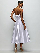 Side View Thumbnail - Silver Dove Cuffed Strapless Satin Twill Midi Dress with Full Skirt and Pockets