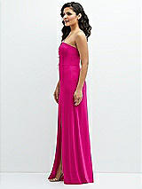 Side View Thumbnail - Think Pink Strapless Notch-Neck Crepe A-line Dress with Rhinestone Piping Bows
