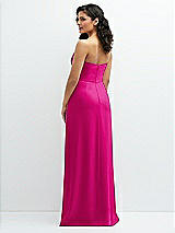 Rear View Thumbnail - Think Pink Strapless Notch-Neck Crepe A-line Dress with Rhinestone Piping Bows