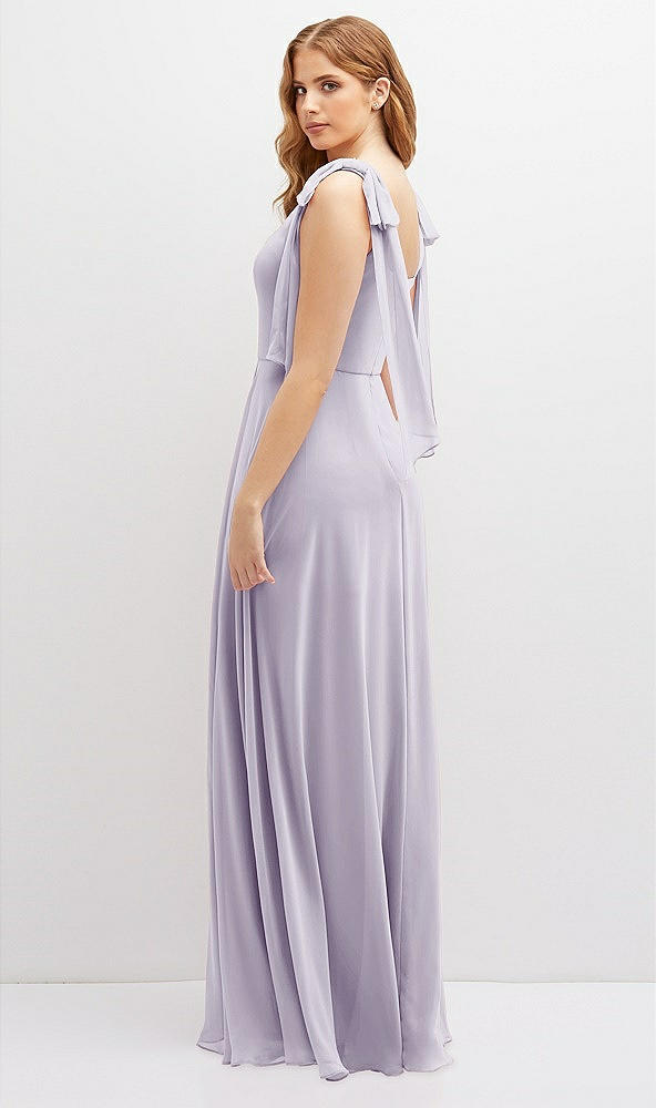 Back View - Moondance Bow Shoulder Square Neck Chiffon Maxi Dress