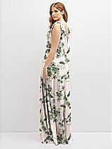 Rear View Thumbnail - Palm Beach Print Bow Shoulder Square Neck Chiffon Maxi Dress