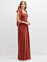 Side View Thumbnail - Amber Sunset Bow Shoulder Square Neck Chiffon Maxi Dress