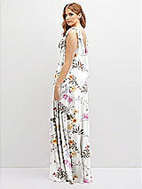 Rear View Thumbnail - Butterfly Botanica Ivory Bow Shoulder Square Neck Chiffon Maxi Dress