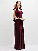 Side View Thumbnail - Cabernet Bow Shoulder Square Neck Chiffon Maxi Dress