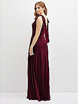 Rear View Thumbnail - Cabernet Bow Shoulder Square Neck Chiffon Maxi Dress