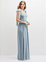 Side View Thumbnail - Mist Bow Shoulder Square Neck Chiffon Maxi Dress