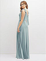 Rear View Thumbnail - Morning Sky Bow Shoulder Square Neck Chiffon Maxi Dress