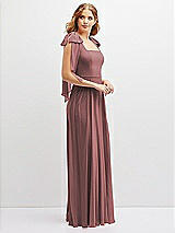 Side View Thumbnail - Rosewood Bow Shoulder Square Neck Chiffon Maxi Dress