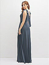 Rear View Thumbnail - Silverstone Bow Shoulder Square Neck Chiffon Maxi Dress