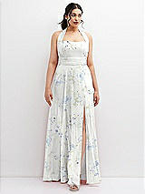 Front View Thumbnail - Bleu Garden Chiffon Convertible Maxi Dress with Multi-Way Tie Straps