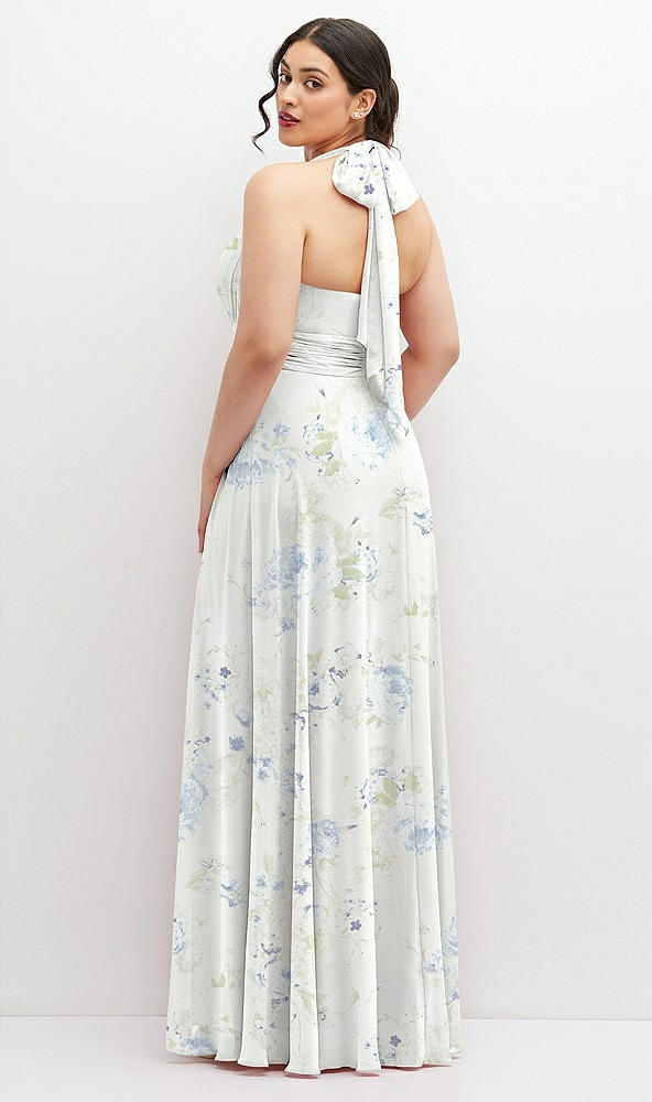 Back View - Bleu Garden Chiffon Convertible Maxi Dress with Multi-Way Tie Straps