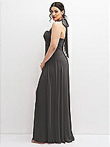 Side View Thumbnail - Caviar Gray Chiffon Convertible Maxi Dress with Multi-Way Tie Straps