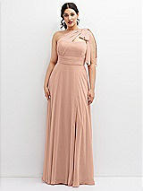 Alt View 1 Thumbnail - Pale Peach Chiffon Convertible Maxi Dress with Multi-Way Tie Straps