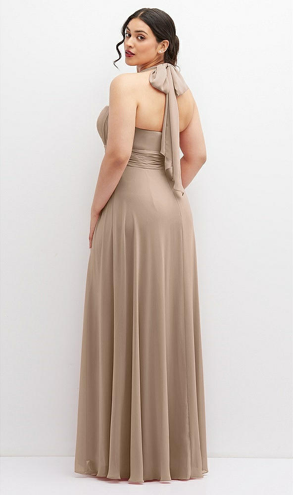 Back View - Topaz Chiffon Convertible Maxi Dress with Multi-Way Tie Straps