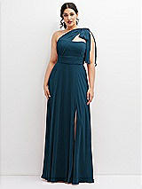 Alt View 1 Thumbnail - Atlantic Blue Chiffon Convertible Maxi Dress with Multi-Way Tie Straps