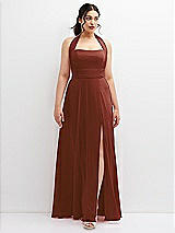 Front View Thumbnail - Auburn Moon Chiffon Convertible Maxi Dress with Multi-Way Tie Straps