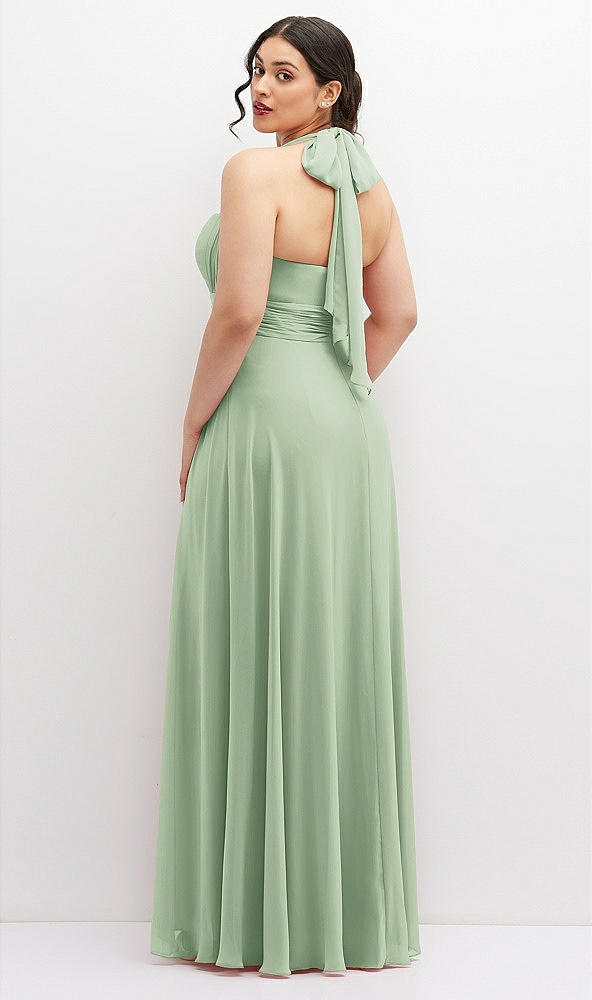 Back View - Celadon Chiffon Convertible Maxi Dress with Multi-Way Tie Straps