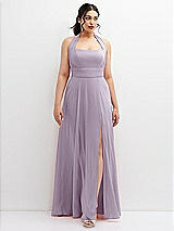 Front View Thumbnail - Lilac Haze Chiffon Convertible Maxi Dress with Multi-Way Tie Straps