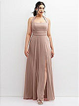 Front View Thumbnail - Neu Nude Chiffon Convertible Maxi Dress with Multi-Way Tie Straps