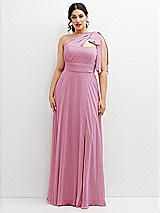 Alt View 1 Thumbnail - Powder Pink Chiffon Convertible Maxi Dress with Multi-Way Tie Straps