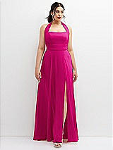 Front View Thumbnail - Think Pink Chiffon Convertible Maxi Dress with Multi-Way Tie Straps